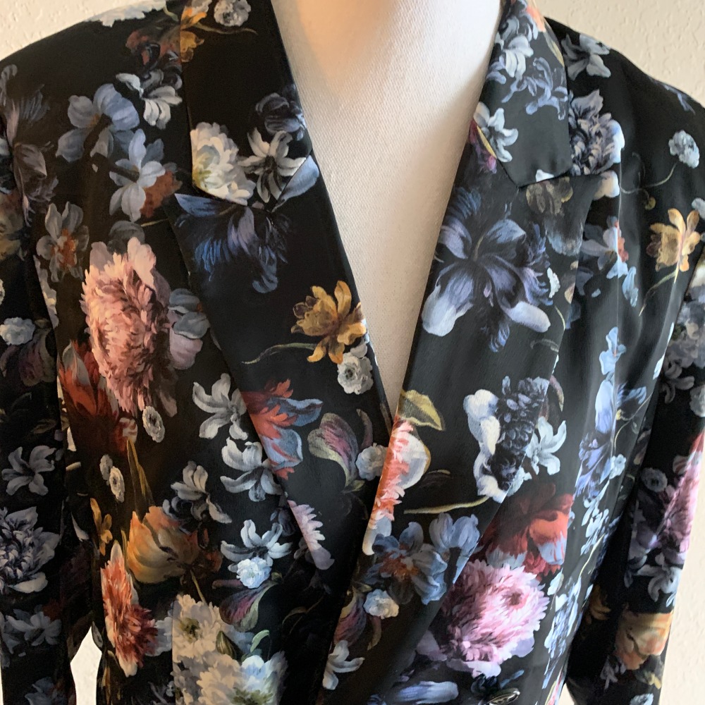 H&M Dark Floral Double Breasted Blazer, Size 14